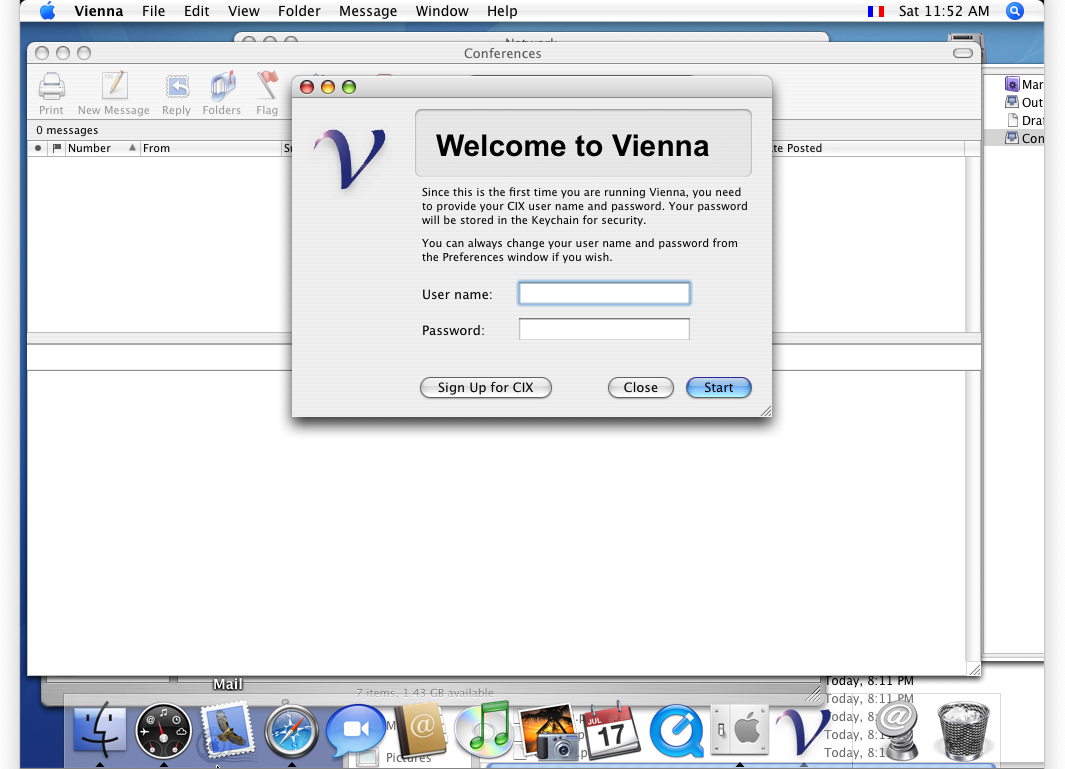Screenshot of Vienna for CIX